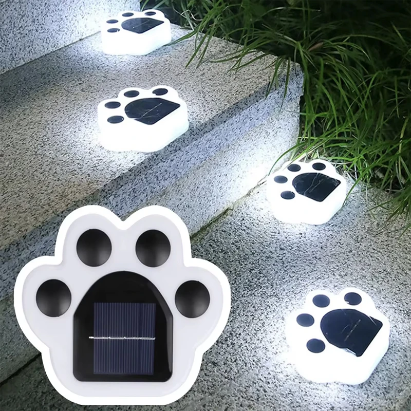 LED Solar Light Outdoor Garden Cat Animal Bear Paw Print Ground Buried Solar Light LED Street Path Decoration Footprint Light