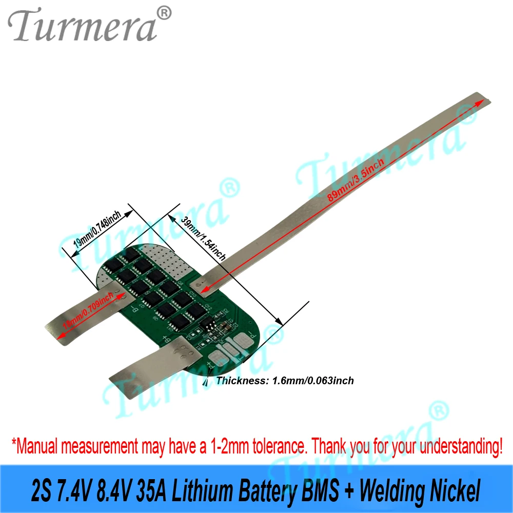 Turmera 2S 7.4V 8.4V 35A 21700 แบตเตอรี่ BMS 10MOS ป้องกันบอร์ดเชื่อมนิกเกิลสําหรับ DIY 8.4V รุนแรง Turbo Jet พัดลมแบตเตอรี่ใช้