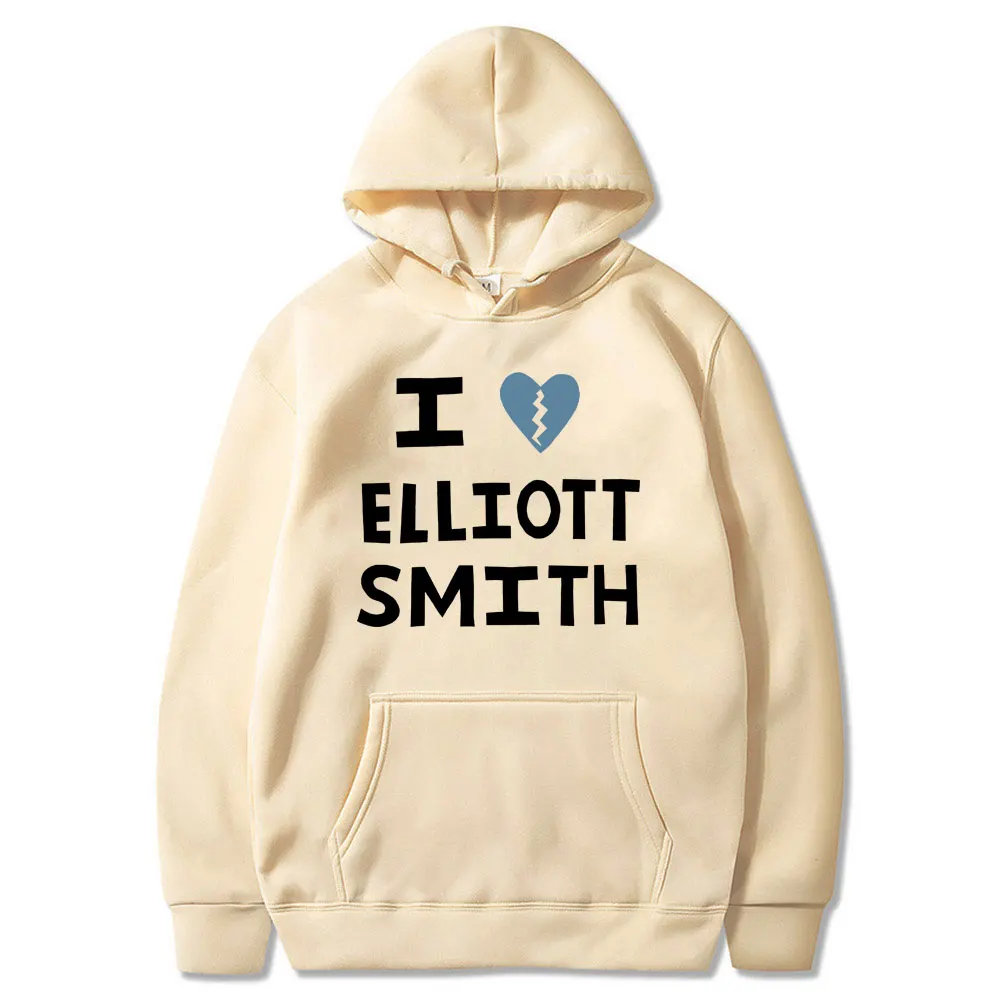 I Love Elliott Smith Graphic Hoodie Men Fleece Casual Oversized Sweatshirt Regular Men's Tops Streetwear Classic Vintage Hoodies