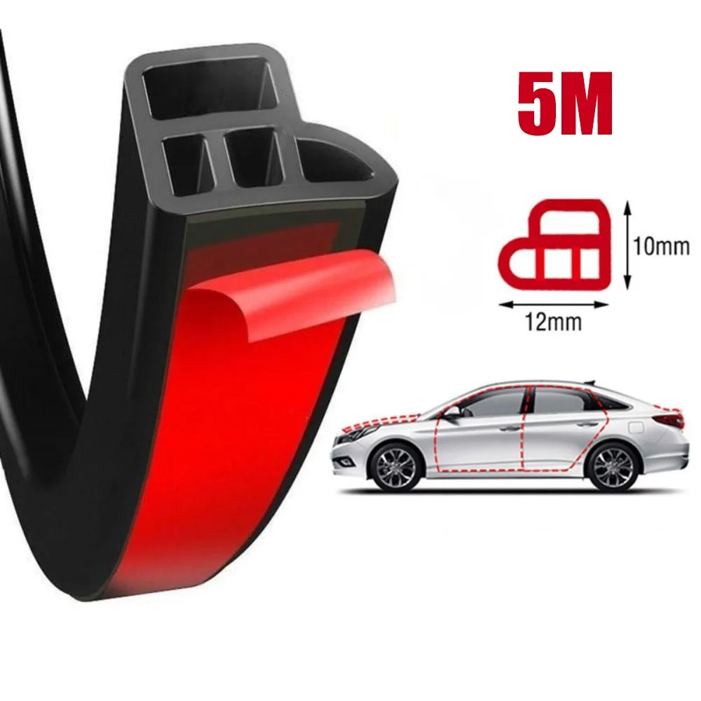 Durable 5/10M Car Door Seal Strips 2 Layer Soundproofing Car Silent Sealing Strip Rubber Windproof Trunk Seal Automobiles