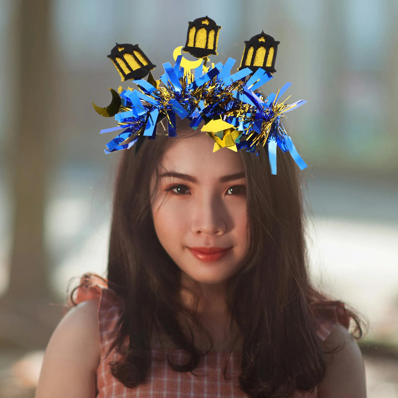 

Головной убор с луной и звездой, торжества Рамадана, принадлежности для вечеринок Ид Мубарак, блестящий праздничный наряд, аксессуары для женщин