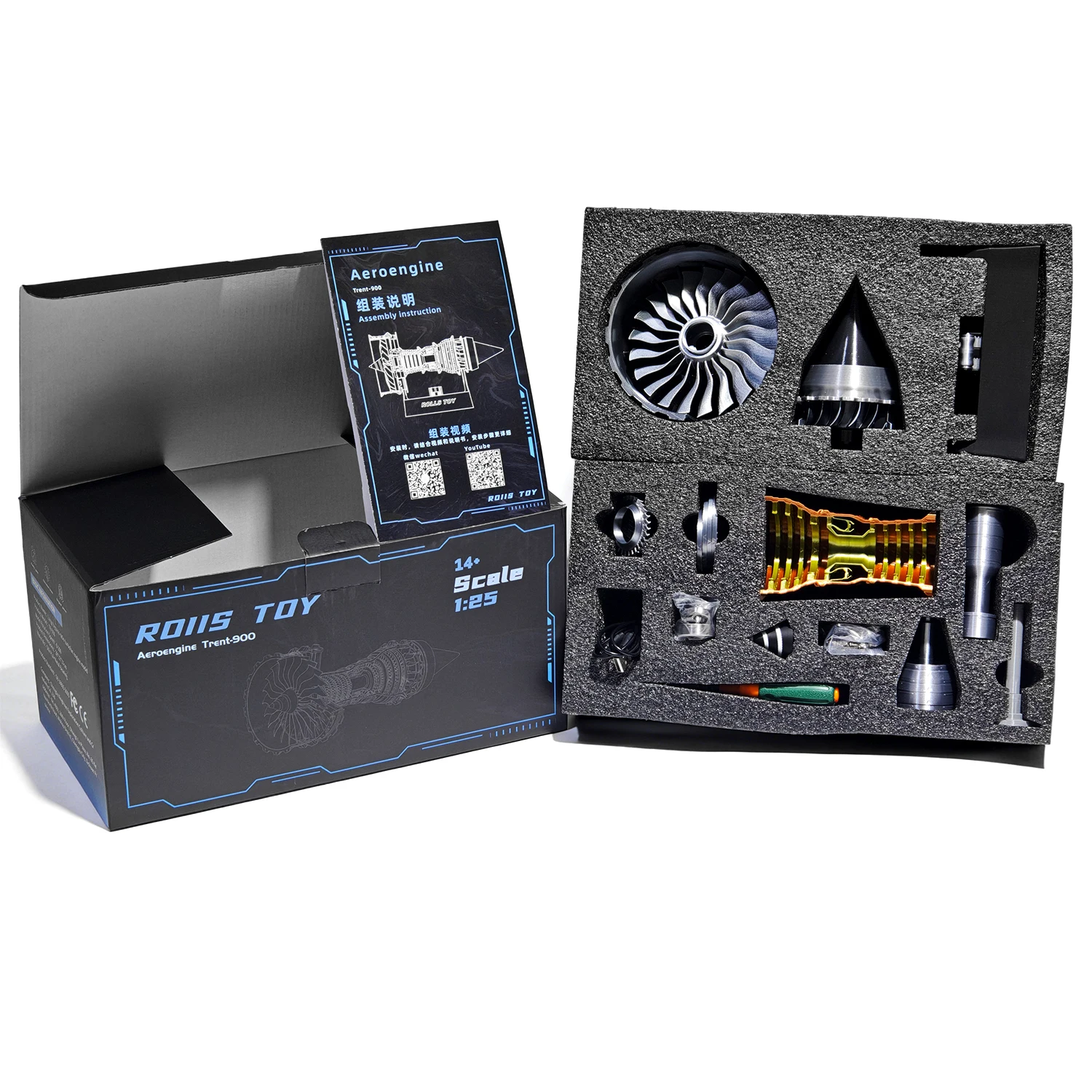 Aircraft Turbine Engine Internal Combustion Engine Model Startable with Lights Simulation Turbofan Engine Assembly Model