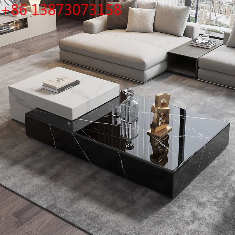 

Marble coffee table high-end living room home modern simple light luxury Italian style