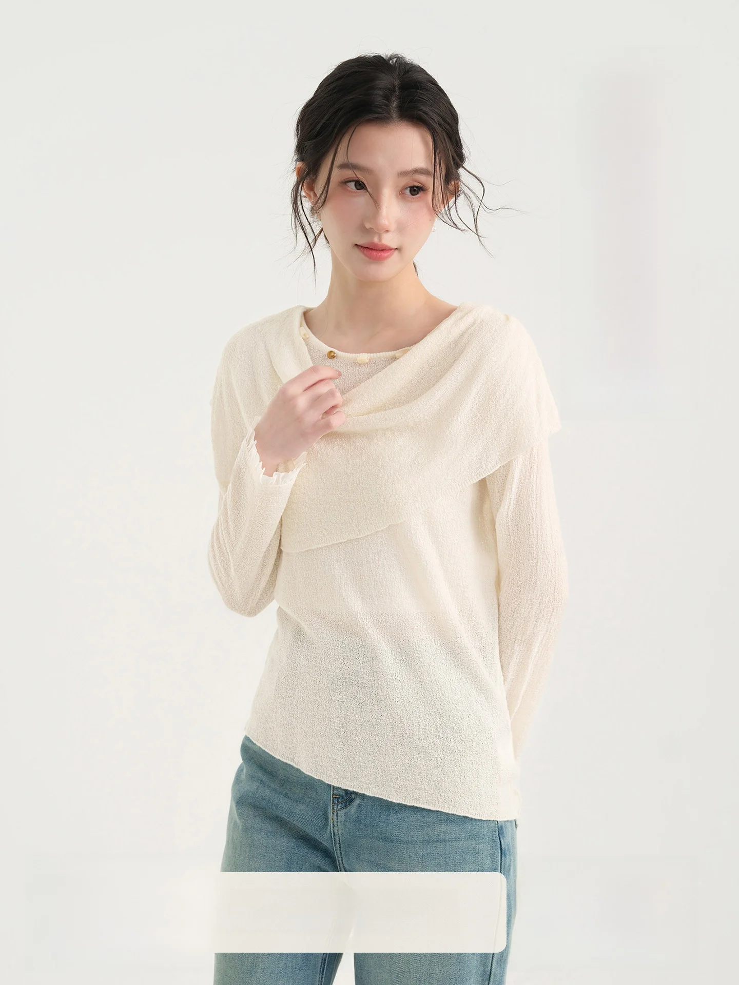

Muye Easy Korean Sle Asymmetric Wool Knitwear Women's Spring New Design Unique Top Sweet Sle Regular Fit Soft Polyester