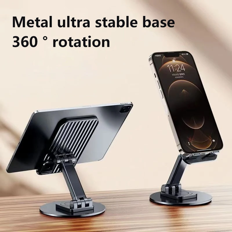 360 Rotate Metal Desk Mobile Phone Holder Stand For IPhone IPad Xiaomi Portable Adjustable Foldable Tablet Stand Desktop Bracket