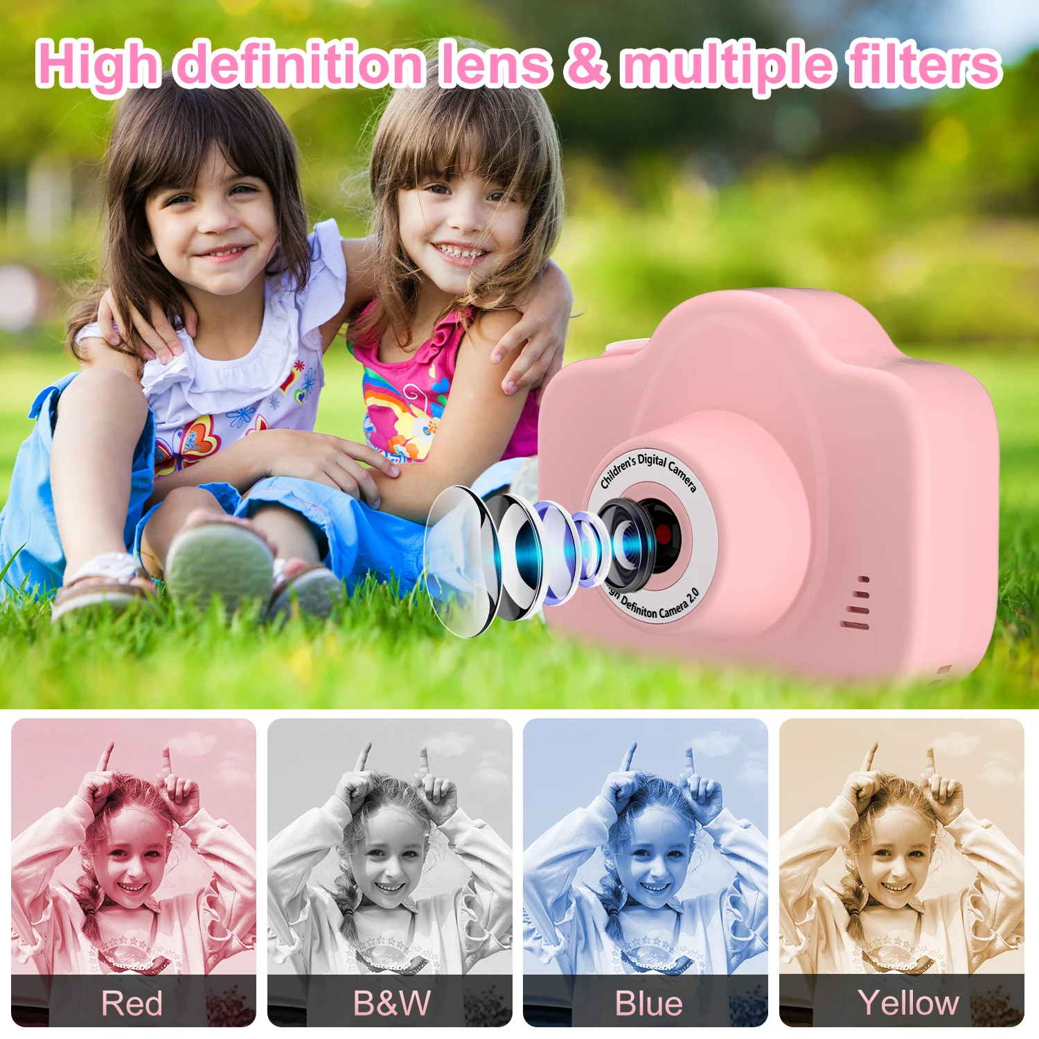 Kids Digital Dual Camera 1080P HD Video Toy - Mini Cam with Color Display Children Birthday Gift