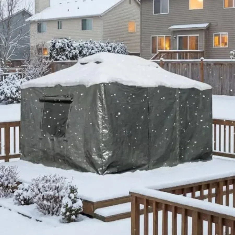 Domi 10 x12 Winter Gazebo Cover for Hardtop Gazebos Unil Gazebo Cover with Sidewalls and Mesh Windows All Season Waterproof Enc