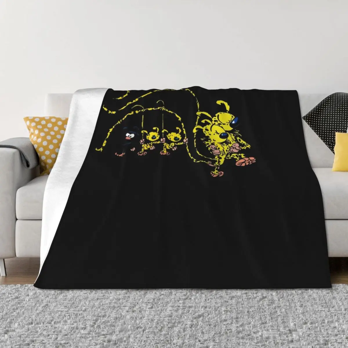 

Marsupilami Babies Hanging On Tail Throw Blanket Custom Thins Heavy decorative Blankets