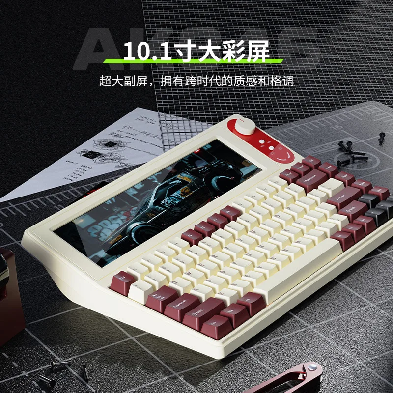 Ajazz Akp846 84 Keys Mechanical Keyboard Wired 10.1 Inch Screen Hot Swap Gaming Keyboards Gasket Metal Knob Pc Laptops Tablets