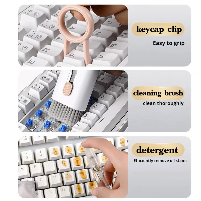 7-in-1 Computer Keyboard Cleaner Brush Kit Earphone Cleaning Pen   For Headset Keyboard Cleaning Tools Cleaner Keycap Puller Kit