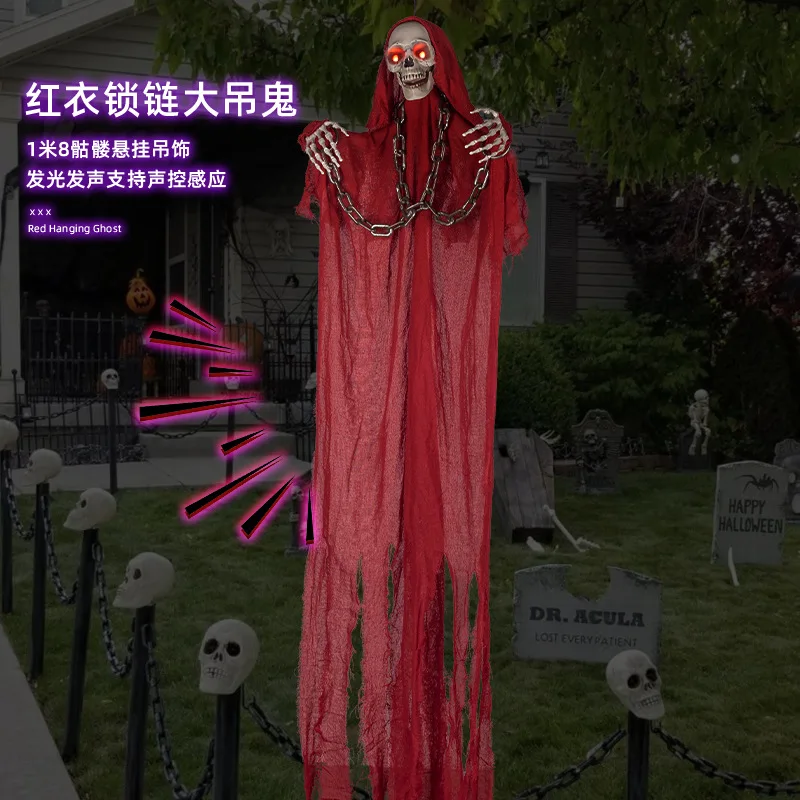 

Halloween Hanging Ghost Decoration, Red Chain, Luminous Sound Props, haunted House Decorations, New