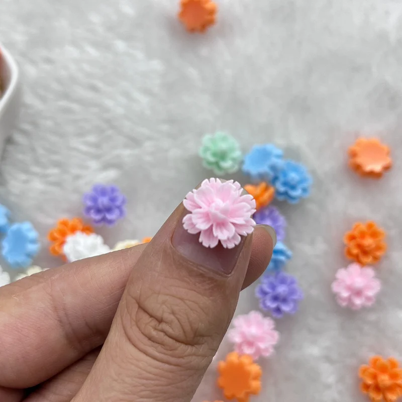 Mini adornos de resina para uñas, 60 piezas, coloridos, forma de flor, Nail Art