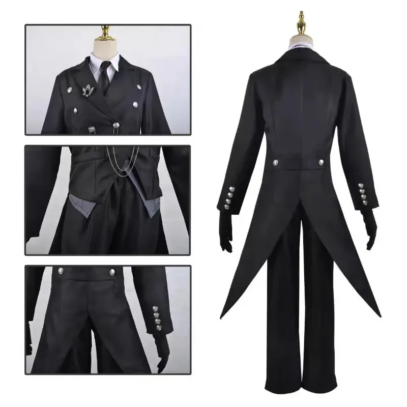 

asdh8@Black Butler Sebastian Michaelis Cosplay Sebas Costume Japanese Anime Carnival Party Uniform Men Halloween SwallowtailCOSd