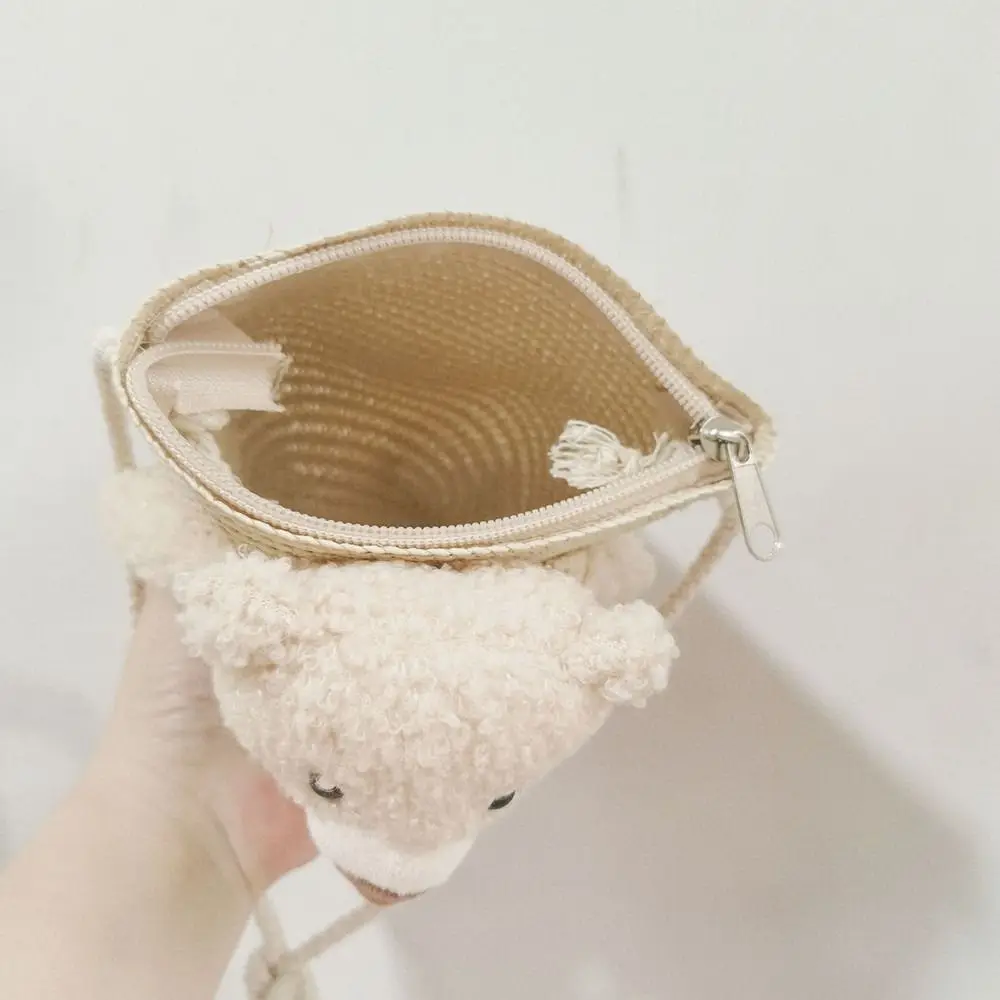 

1PCS Princess Children Cute Bear Straw Messenger Bag Shoulder Bag Coin Purse Summer