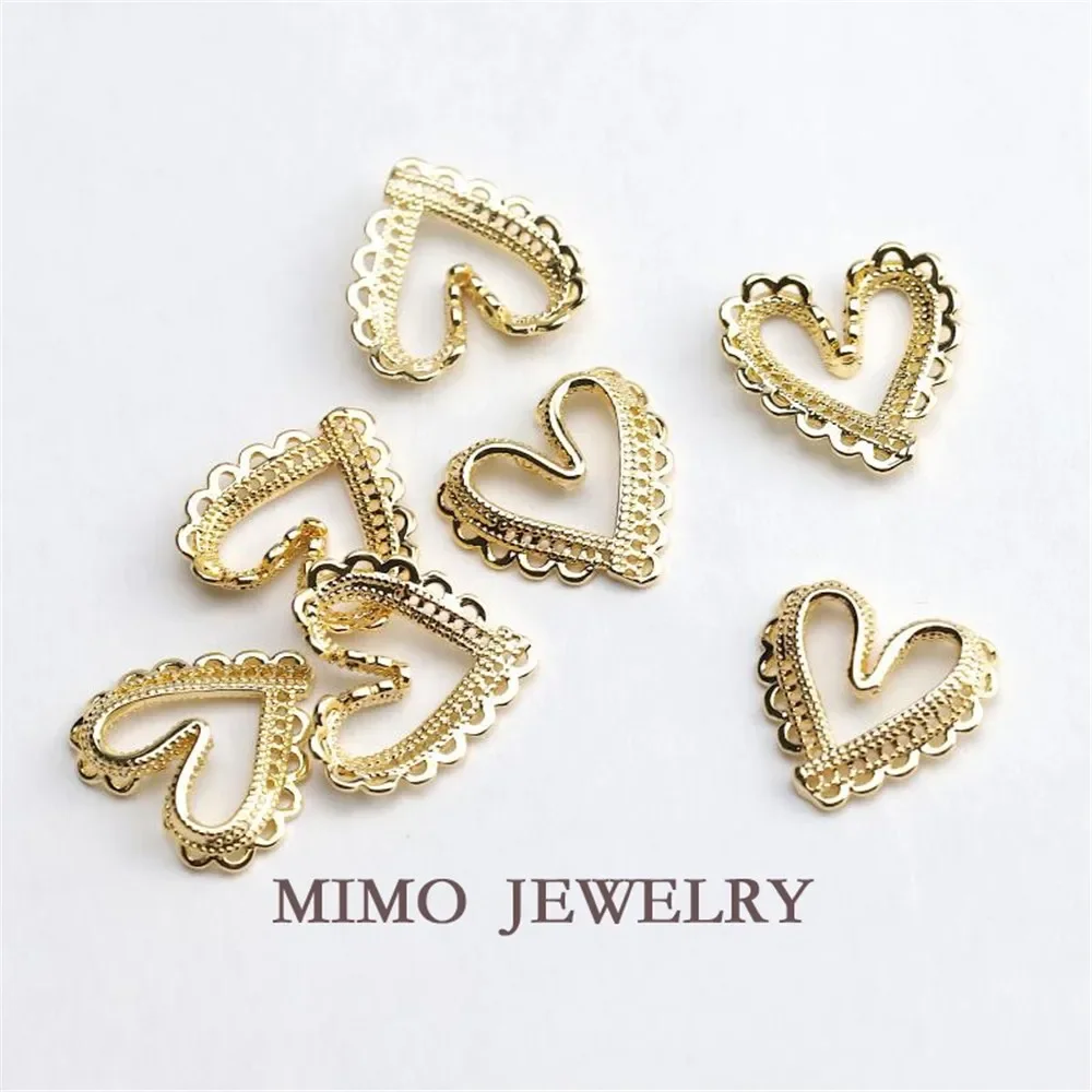 

Retro lace heart pendant pendant color gold plated DIY earrings hand accessories