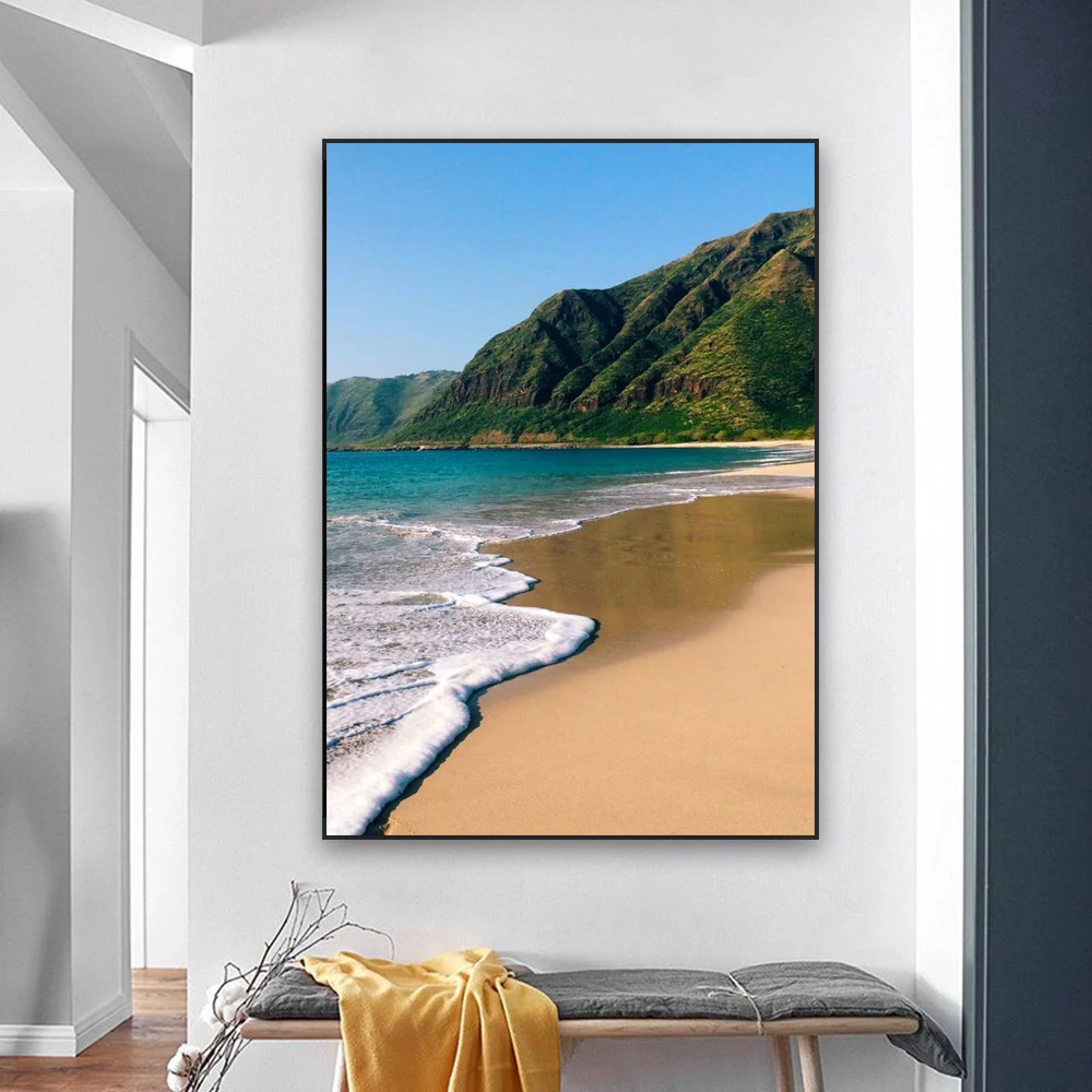 Modern Colorful Seaspace Landscape Poster Nature Blue Sea Wave Prints Beach Canvas Painting Wall HD Pictures Living Room Decor