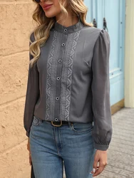 New elegant office Ladies Shirts Fashion chiffon sleeve Women blouses button-Down Tops blusa mujer