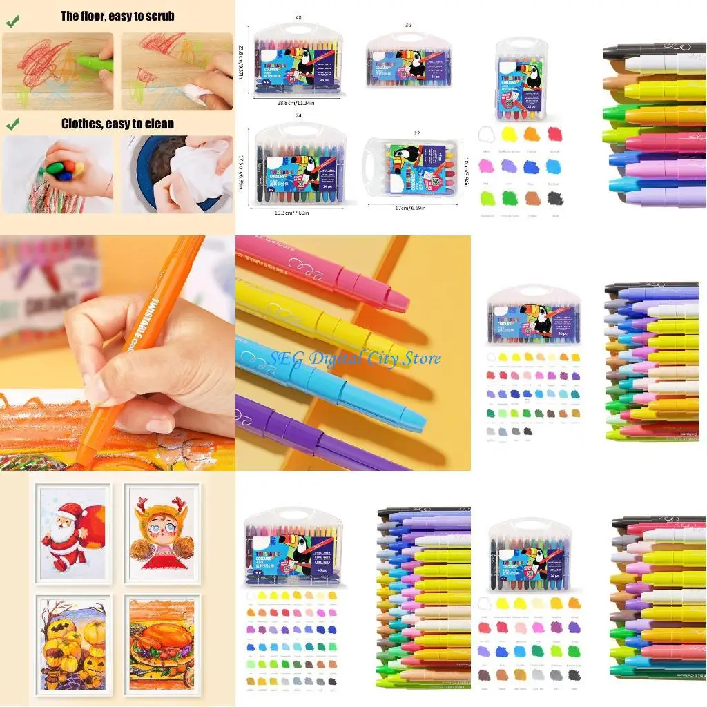 U75B 12/24/36/48 цветов цветные мелки поворотные мелки легко держать моющиеся восковые мелки аксессуары для рисования