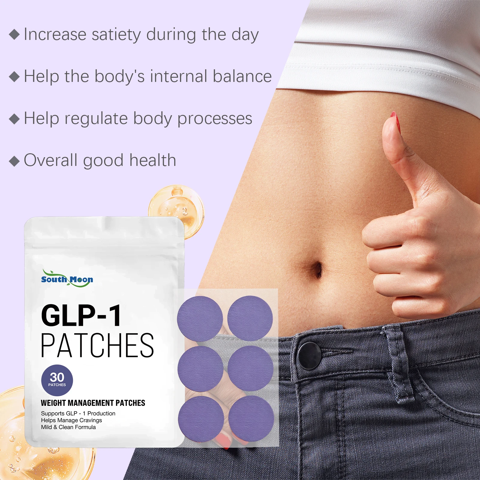 GLP1 بقع فقدان الوزن تحفز انسيولين تقليل الشهية يمنع إزالة السيلوليت ملصق إدارة الوزن الصحي