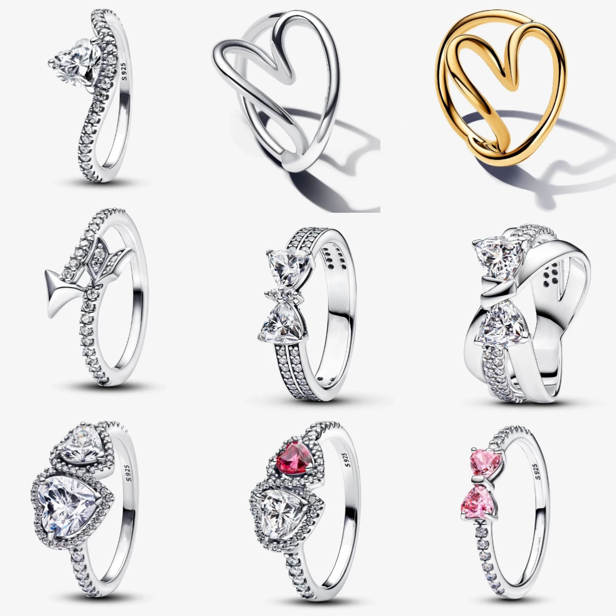 

Новые кольца, оригинальные кольца из стерлингового серебра 925 пробы, бант, сердце, солнце, луна, звезда, цветок, корона для женщин, подарок на день Святого Валентина, ювелирные изделия своими руками