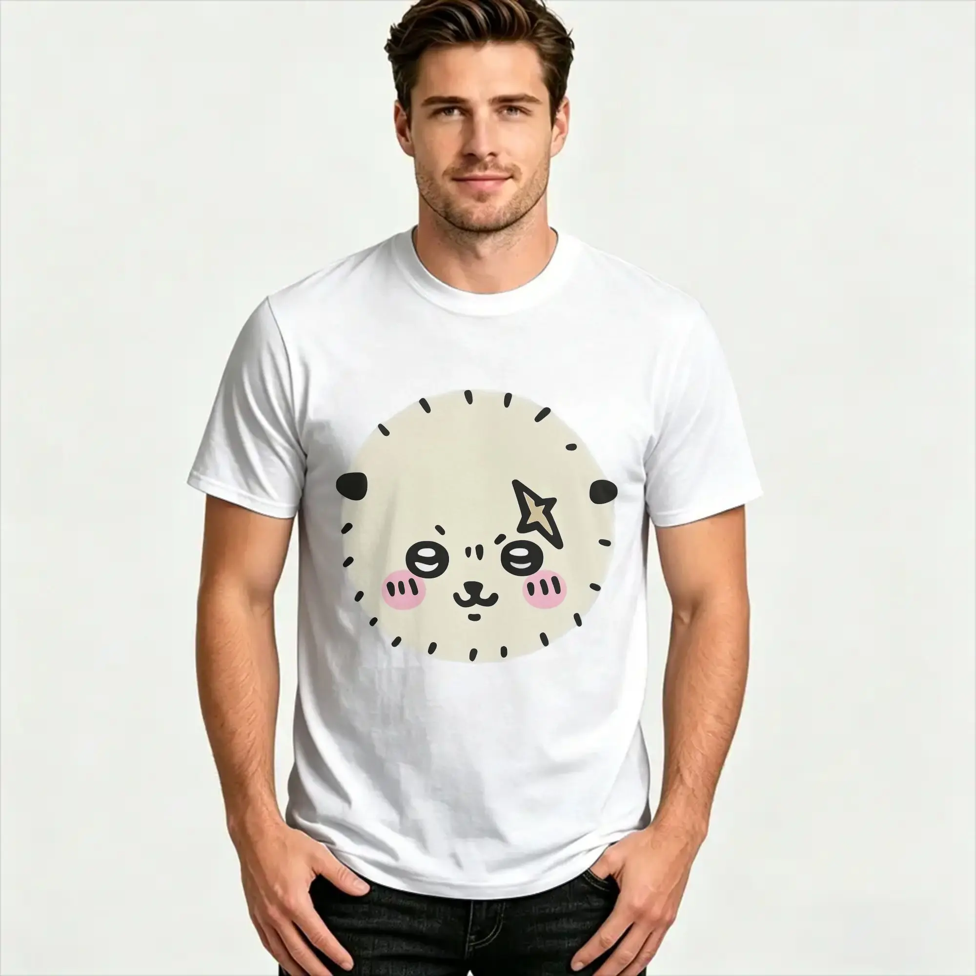 Chiikawa Usagi Hachiware  T-Shirt Summer  Hip Hop T Shirts 100% Cotton Crewneck Oversized Top Tees Short-Sleeved Aesthetic Tops