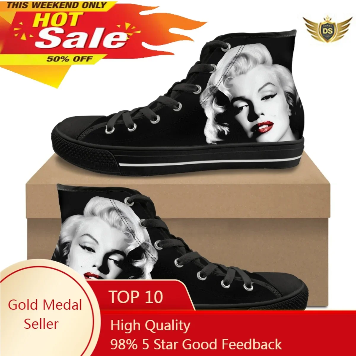 

Sexy Woman Print Canvas Shoes Classic Characters Pattern Lace Up High Top Shoes Custom DIY Breathable Wild Casual Sneaker