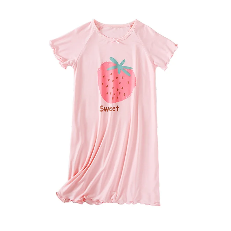 New Delivery Children Clothes Baby Cartoon Summer Short Sleeve Pajama Nightdress Viscose Soft Home Clothes Students 110-170
