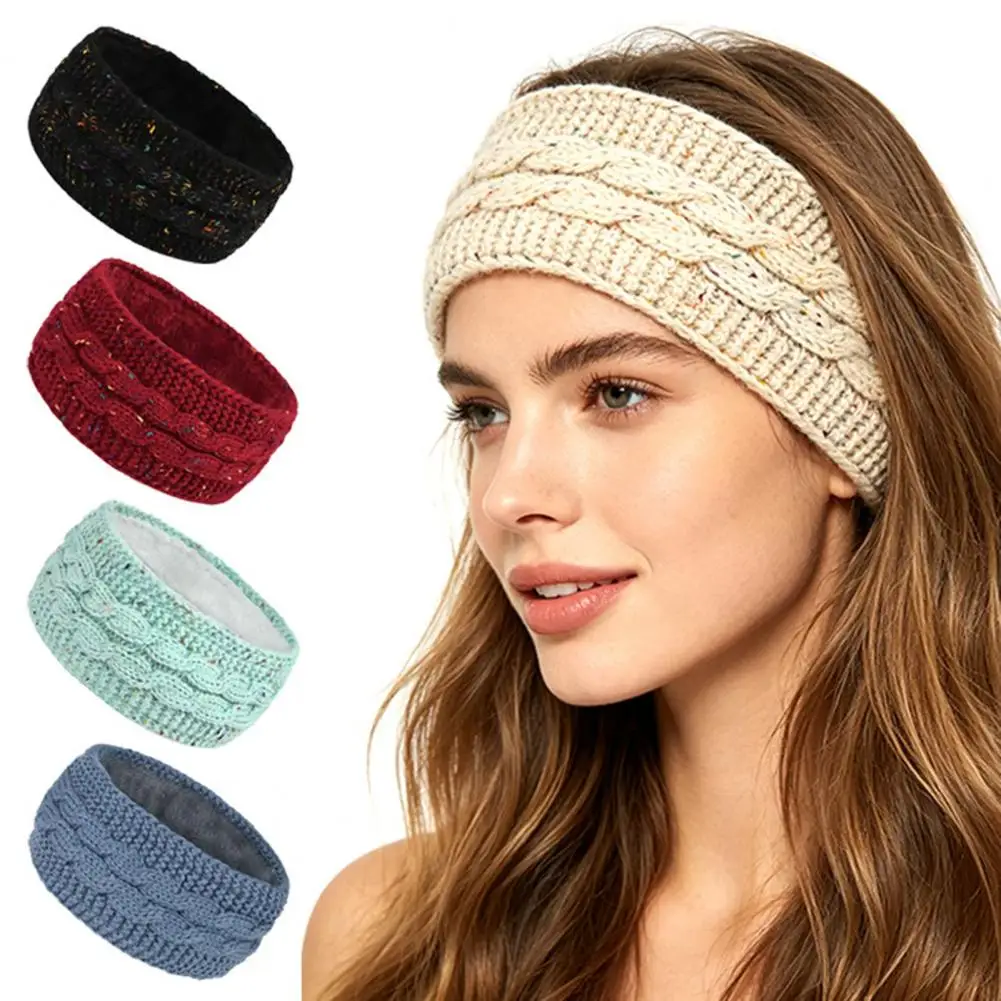 Winter Headbands for Women, Thickened Knitted Ear Warmers, Cold Weather Fleece Lined Hairband for Outdoor Skiing Yoga