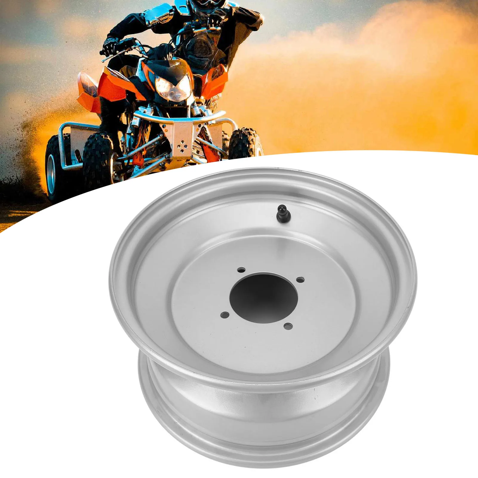

21X7-10 ATV Front Wheel Rim 10in 4 Studs Metal Alloy Enhanced Grip Stylish Look ATV Rim for Go Kart Quad Dirt Bike Ride On Mower