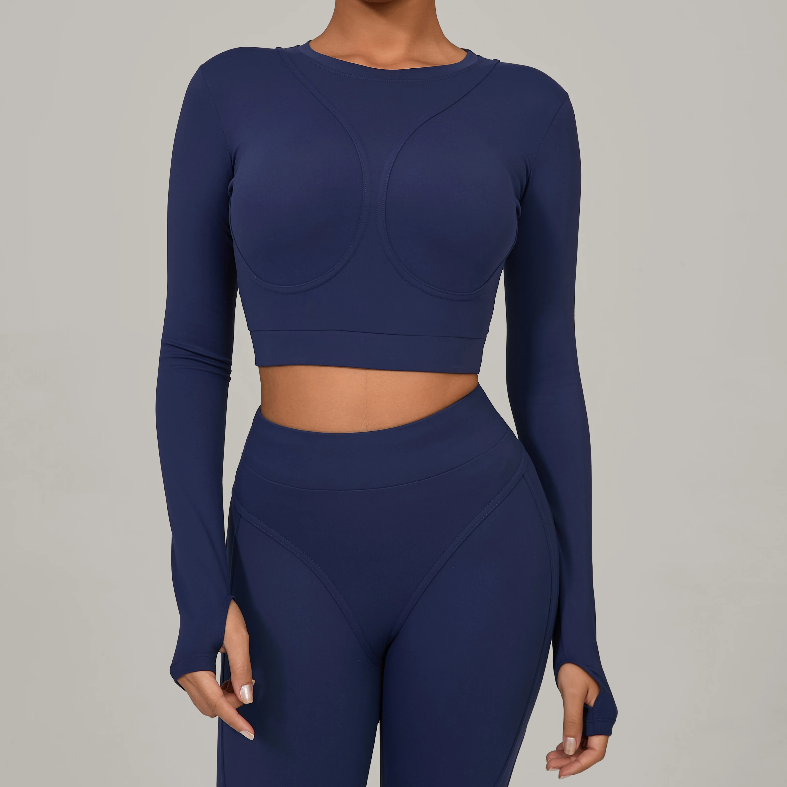 1pc Long Sleeve Yoga Shirts Sport Top Fitness Clothes Wear for Women Gym Femme Padded Sportwear Female