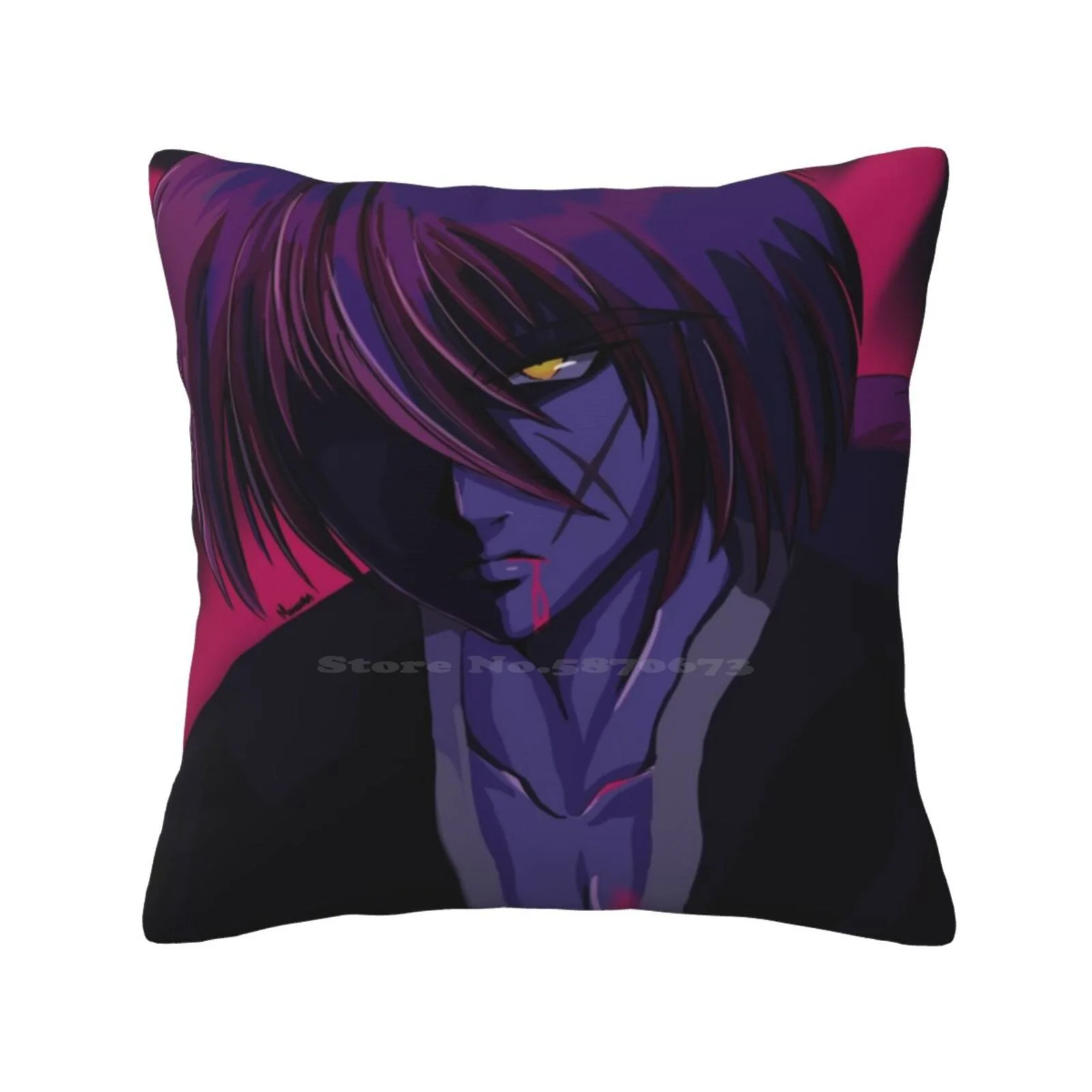 Battousai-Rurouni Kenshin Throw Cushion Pillow Cover Anime Manga Samurai X Rurouni Kenshin Shishio Makoto Battousai Himura