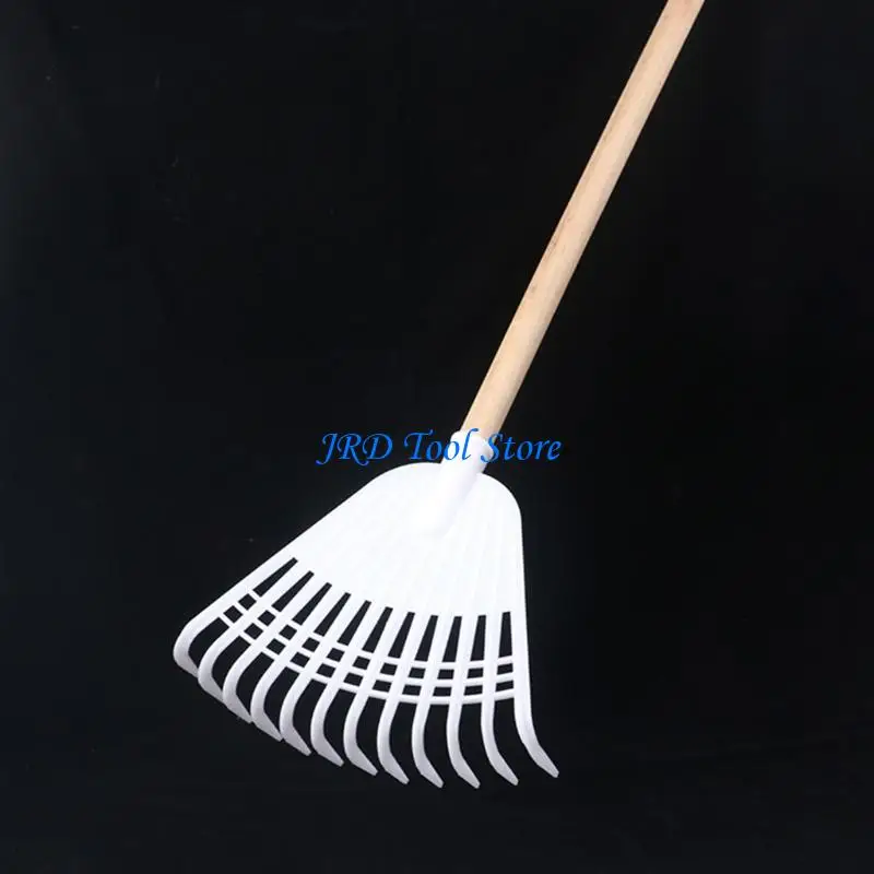 A2UD Upgraded Gardening Hand Rake Tools 12 Tooth Rake Agricultural Plastic Grass Rake Flower Planting Soil Rake White
