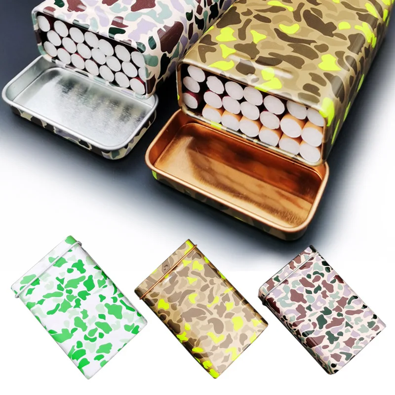 Mini Cigarettes Organizer Tinplate Storage Box to Take Up Cigars Cigarettes Tobacco Lighters Travel Case for Outdoor Smoking