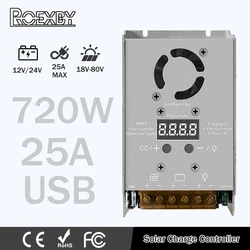 720W Solar Controller 25A MPPT Stepdown 18V-80V Input Charging For 12V 24V Lithium Lead-acid Gel Battery Real-time Tracking Adju