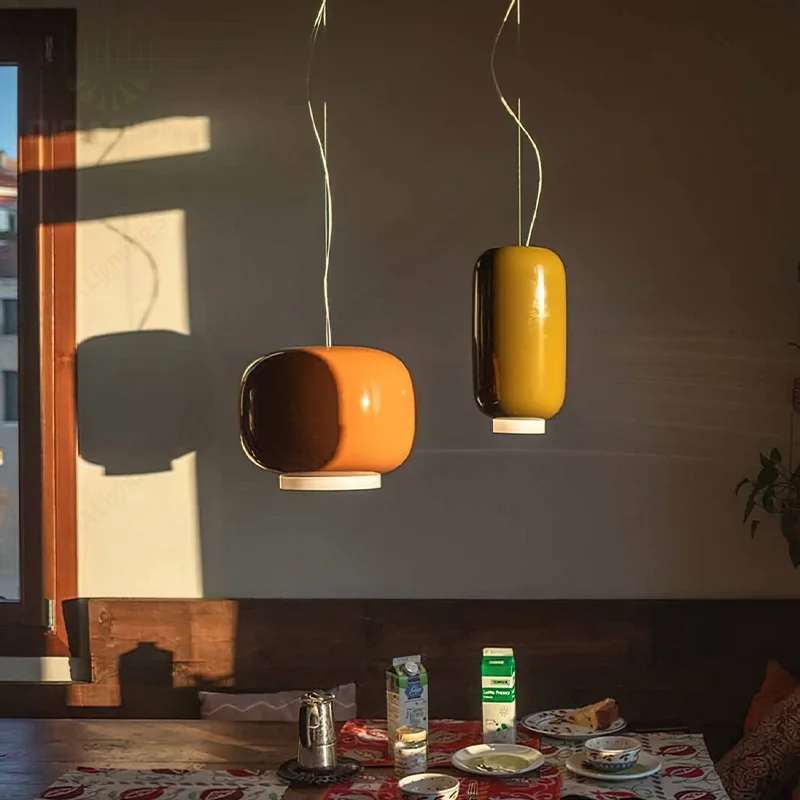 

2026 New Multicolor Stained Glass Pendant Lamp White Orange Green Dimmable Ceilings Lustre for Hotel Restaurant Bar Living