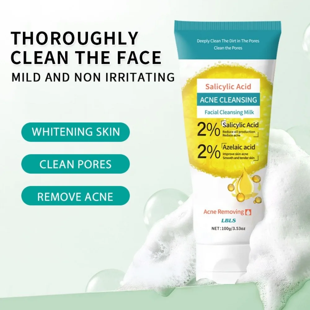 Salicylic Acid Facial Cleanser Moisturize Remove Acne Refreshing Face Wash Oil Control Clarifying Pores Cleansing Foam Skin Care