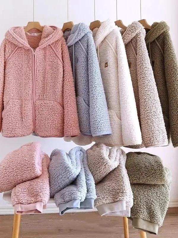 

plus Size Coral Fce Home Clothes Set Men's Loose Fit Two-Piece Spwear Pants And Hoodie for Heavy People up to 300 Pou