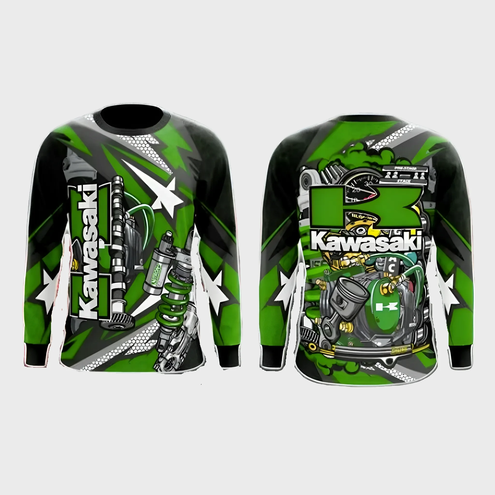 

Kawasaki Motorcycle Race Men's T-shirt Long Sleeve Spring And Autumn Men T-shirt 2025 New Sport Loose Cool Long Sleeve T-shirt