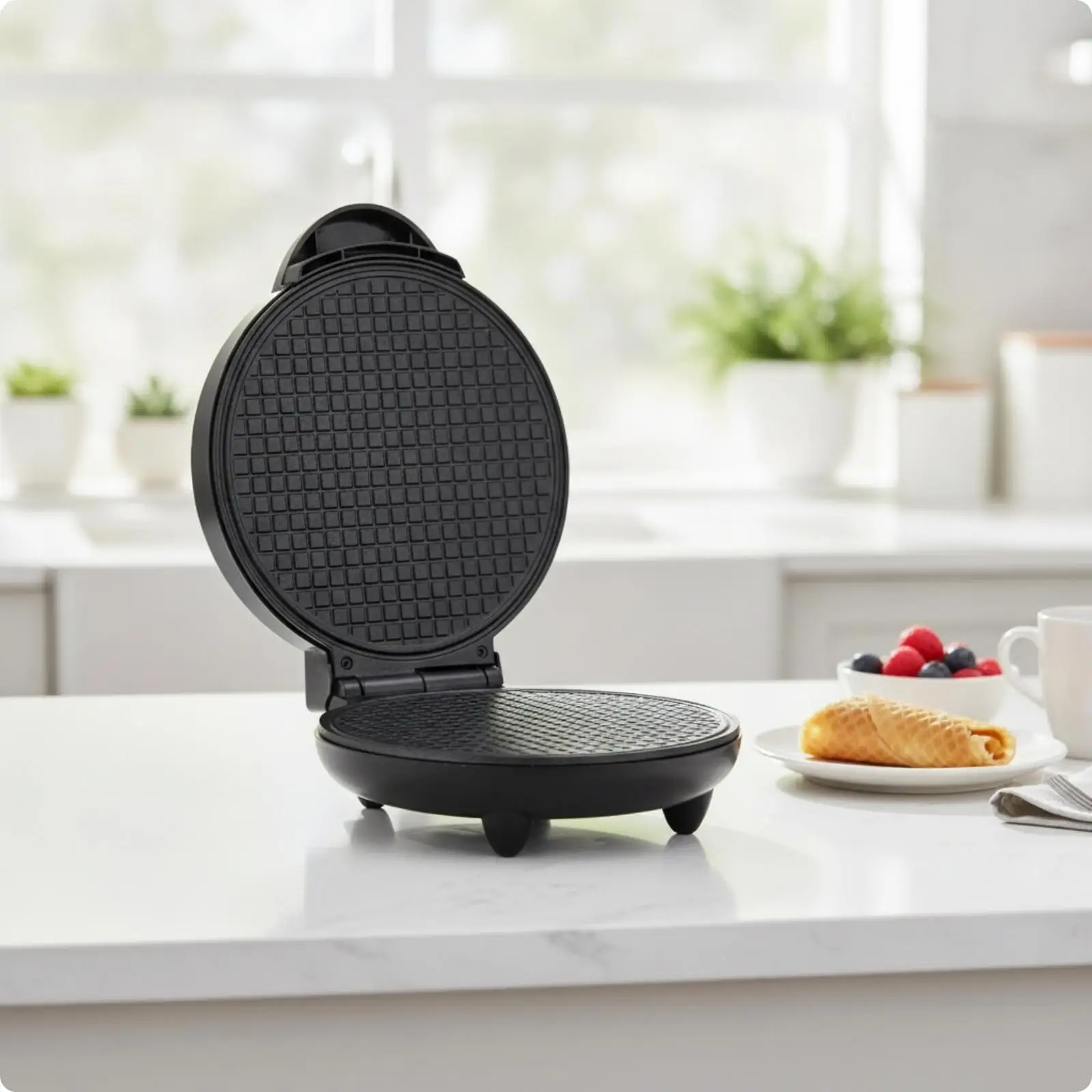 Nonstick Electric Breakfast Maker for Making Pancakes Waffle Cones Ice Cream Cones with Power Indicator Light
