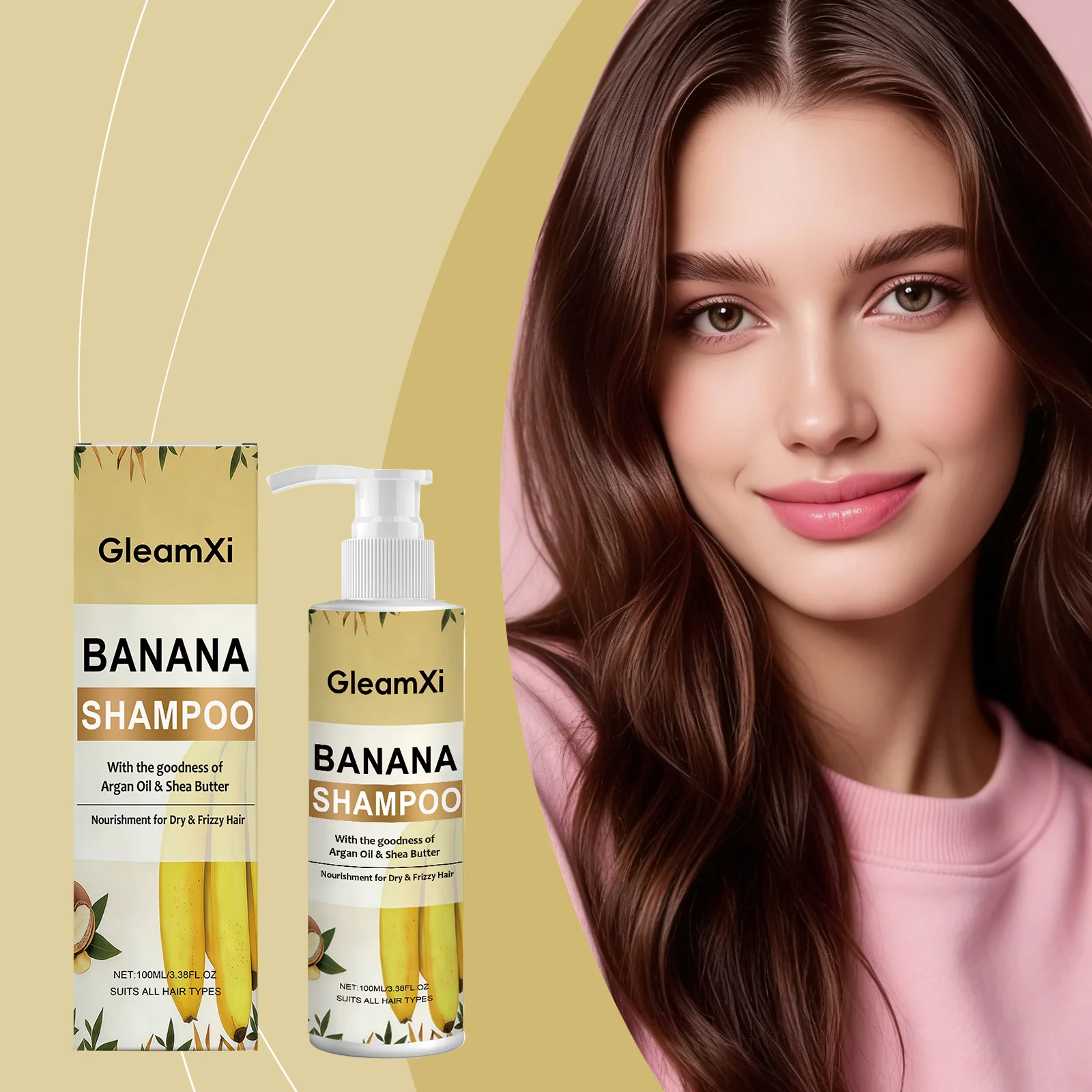 Banana Essence Shampoo Gentle Formula Cleanses Scalp, Volumizing and Refreshing Hair Care Shampoo