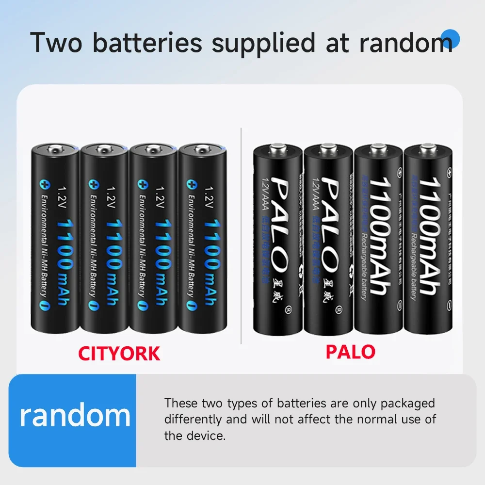 PALO 1100MAh 1.2V AAA Ni-MH แบตเตอรี่ Aaa แบตเตอรี่แบตเตอรี่จอแสดงผล LCD สมาร์ท1.2V แบตเตอรี่ charger