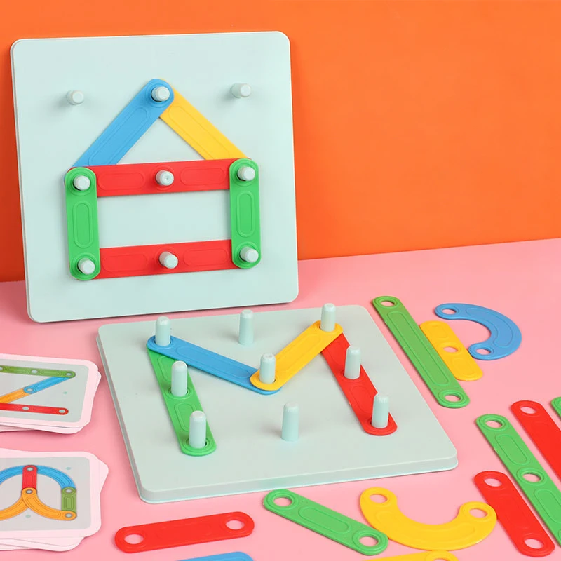 KNYYSECQ Multi functional nail board and column toy children's toy games geometric shape matching puzzle early development game