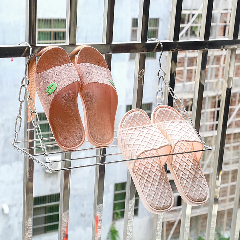 

1pcs Stainless Steel Balcony Shoe Rack Corrosion Resistant Space Saving Laundry Drying Rack Multi Functional Hanging