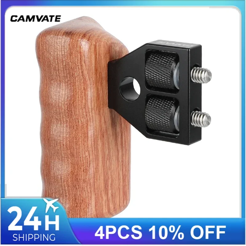 Универсальная ручка CAMVATE для камеры из розового дерева с правой ручкой с алюминиевым соединителем и резьбой 1/4-20 для DV Video Cage Rig (красная камер...