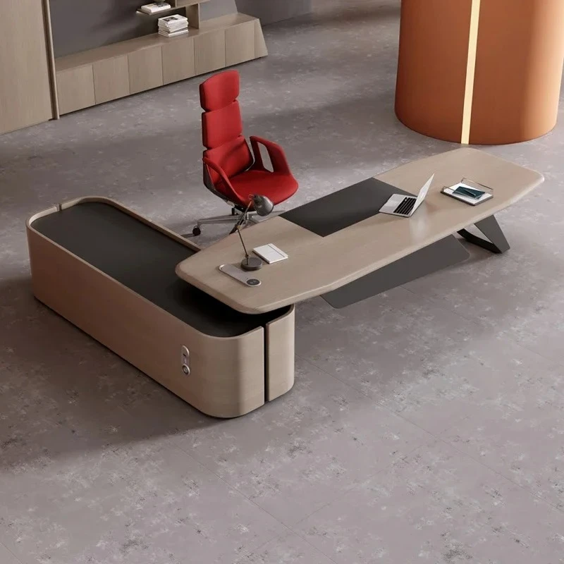 

Креативный стол начальника Стол президента Простой современный высококачественный письменный стол Офисная атмосфера Одиночный стол