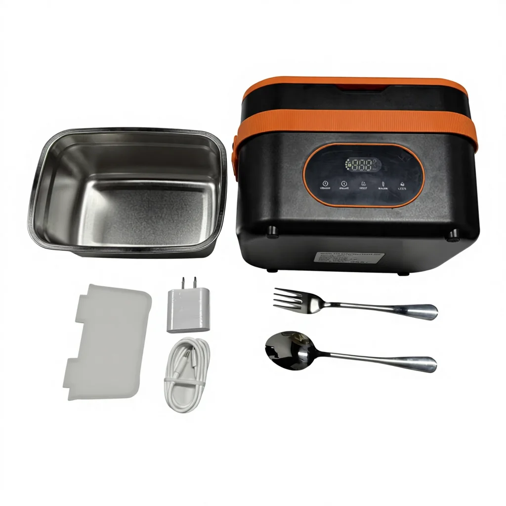 Portable Outdoor Cordless Electric Lunch Box 8000mAh USB Battery 60W Fast Heating 6 Temp Levels 1L Capacity Stainless Steel