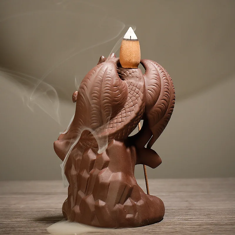 New Purple Clay Nordic Style Pterosaur Backflow Incense Burner Creative Ornamental Sandalwood Burner Smoke Backflow Aromatherapy