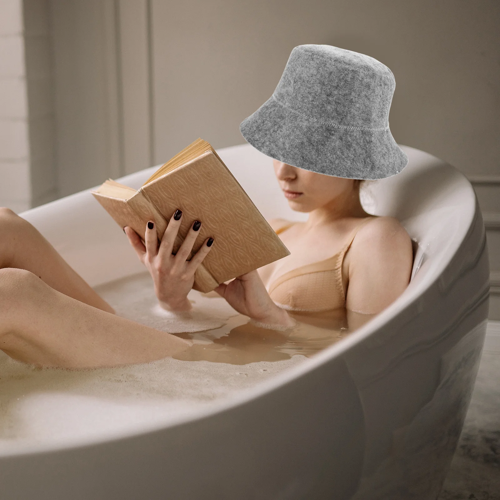 

2Pcs Felt Sauna Hat Set Stylish Sweat Absorbing Cooling Head Cap for Sauna Bath Face Wash Russian Banya Winter Wear Unisex