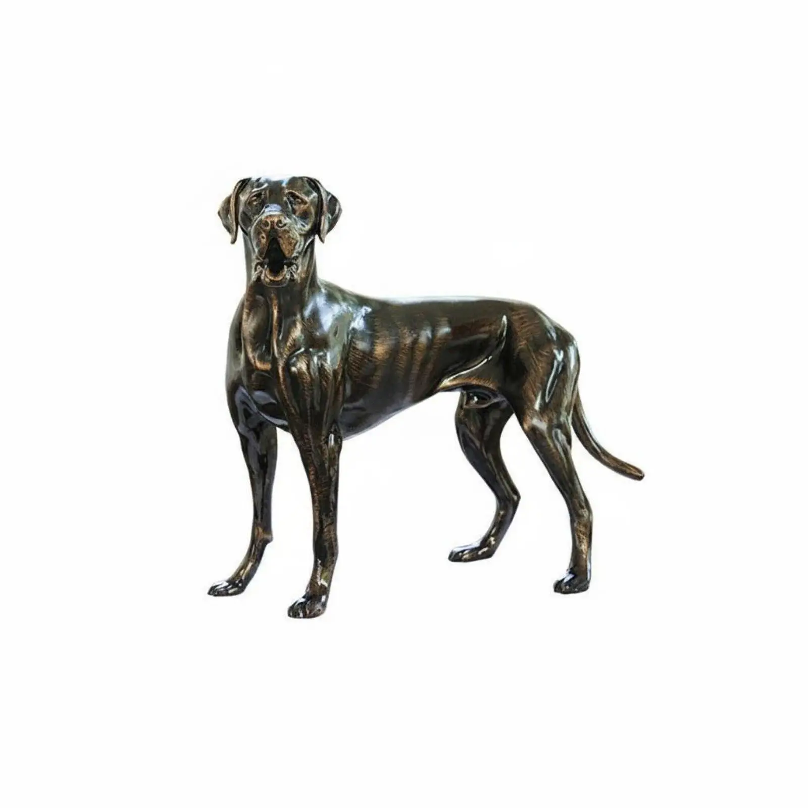 Antique Bronze Hound Statue Light Luxury piece Vintage Dog Ornament Realistic Detailing Resin Great Hound Sculpture for Living
