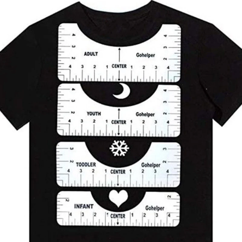 4Pcs T-Shirt Alignment Ruler, Craft Ruler with Guide Tool for Making Fashion Center, T-Shirt Alignment